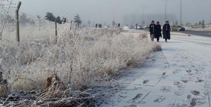 Erzurum buz kesti, sis şehri örttü