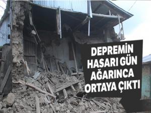 Depremin hasarı gün ağarınca ortaya çıktı