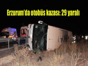 ERZURUM'DA YOLCU OTOBÜSÜ KAZASI: 29 YARALI