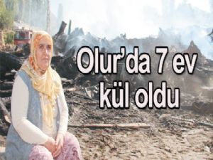 Olur'da 7 ev kül oldu