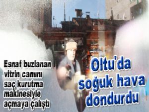 Oltu'da soğuk hava dondurdu