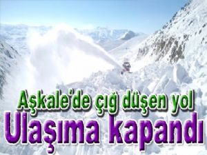 Aşkale'de çığ düşen yol ulaşıma kapandı