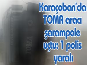 Karaçoban'da TOMA aracı şarampole uçtu: 1 polis yaralı