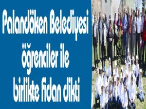 Palandöken Belediyesi öğrenciler ile birlikte fidan dikti