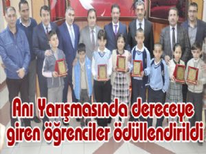 Anı Yarışmasında dereceye giren öğrenciler ödüllendirildi