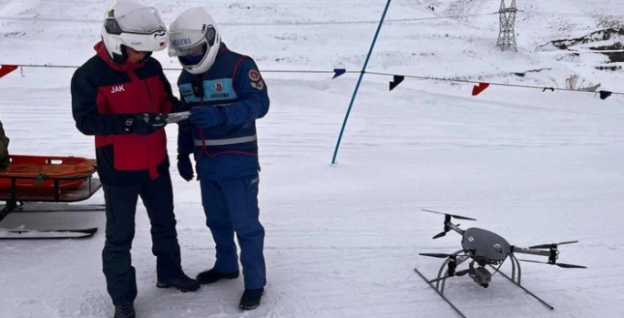 Palandöken'de dron destekli devriye